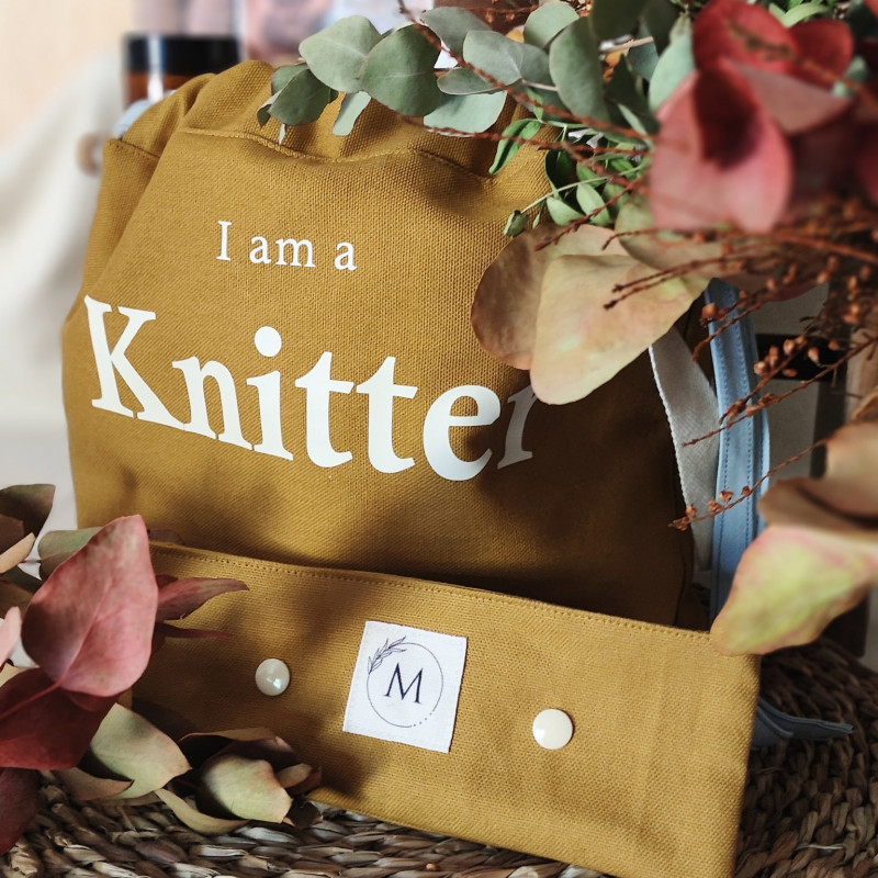 Bolsa I am a Knitter Mostaza