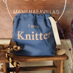Bolsa I am a Knitter azul